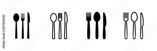 spoon and fork icon set. spoon, fork and knife icon vector. restaurant icon