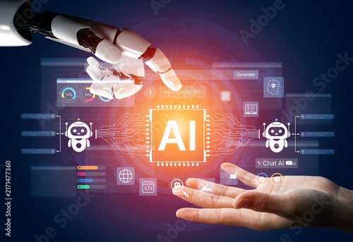 Bild auf Leinwand AI assistant connects prompt generation, chatbots and workflow automation across tools and analytics