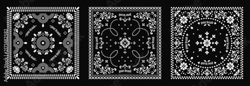 bandana, scarf, floral, pattern, ornament, vintage, kerchief, square, handkerchief, print, botanical, flower, leaf, border, design, cloth, fashion, accessory,