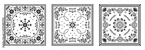 bandana, scarf, floral, pattern, ornament, vintage, kerchief, square, handkerchief, print, botanical, flower, leaf, border, design, cloth, fashion, accessory,