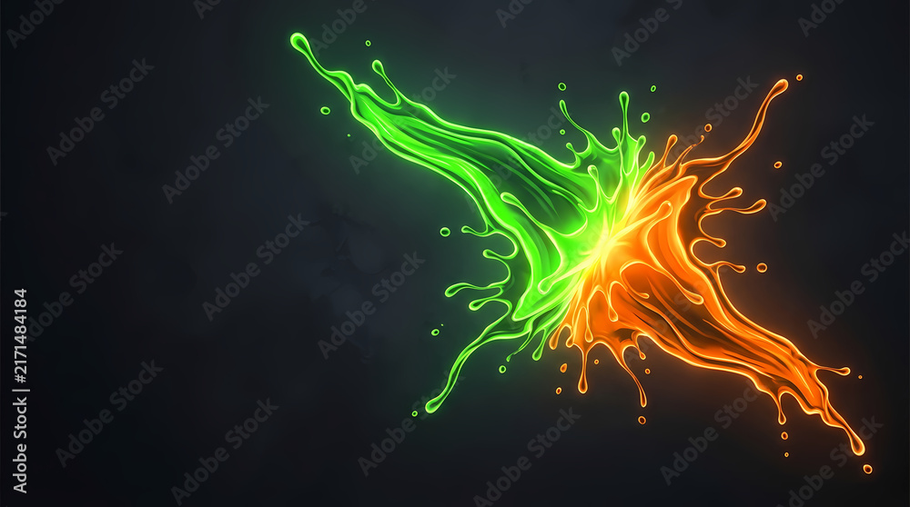 Obraz premium Liquid abstract splash background dark neon colorful design art