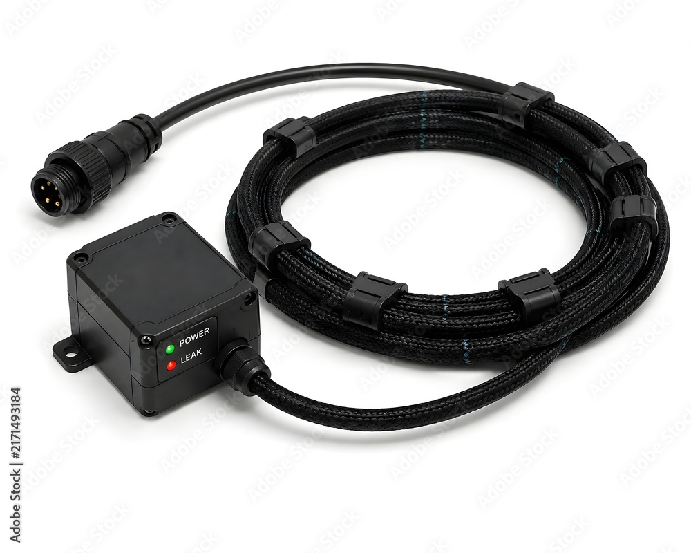 Fototapeta premium Industrial Cable Temperature Sensor Module Isolated on White Background