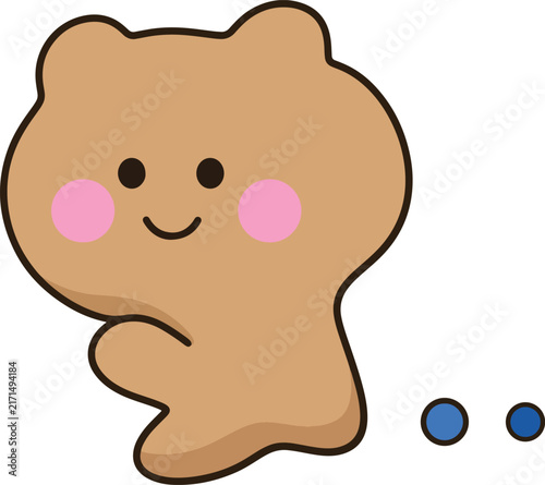 Cute running brown bear hand drawn digital illustration minimalist little animal cartoon for decor