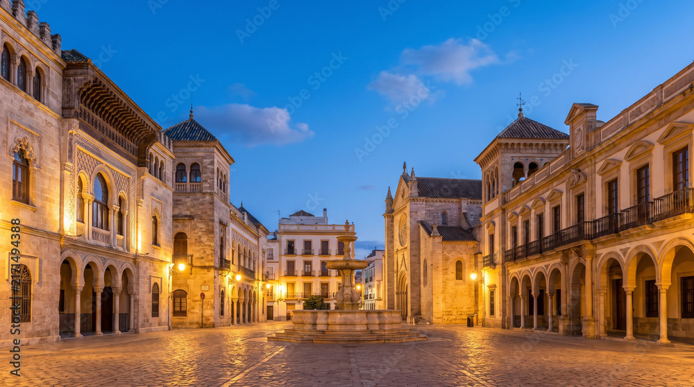 Fototapeta premium Historic Plaza of the African City of Ceuta at Twilight
