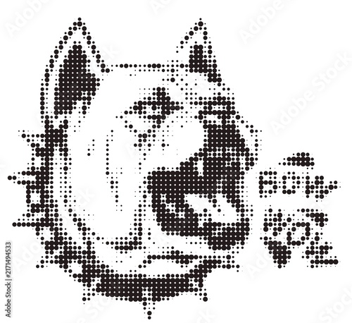 Fotografie Barking bulldog head in halftone style