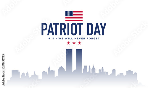 Patriot day background design with city ​​silhouette illustration.