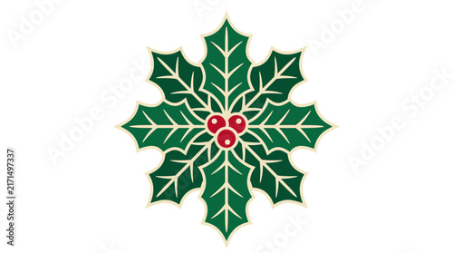 Christmas Holly Mistletoe Poinsettia Pine Branch Floral Botanical Illustration Festive Holiday Decoration Pattern Element