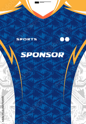 Soccer jersey template with seamless pattern, Blue soccer jersey design
