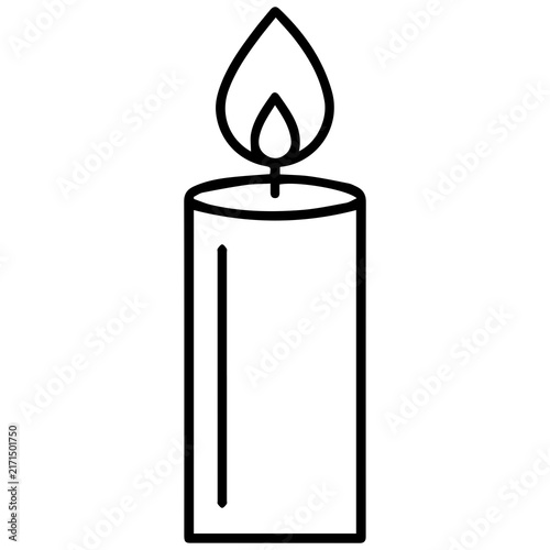 Minimalist outline illustration of a burning candle with flame spiritual religious ceremony memorial
