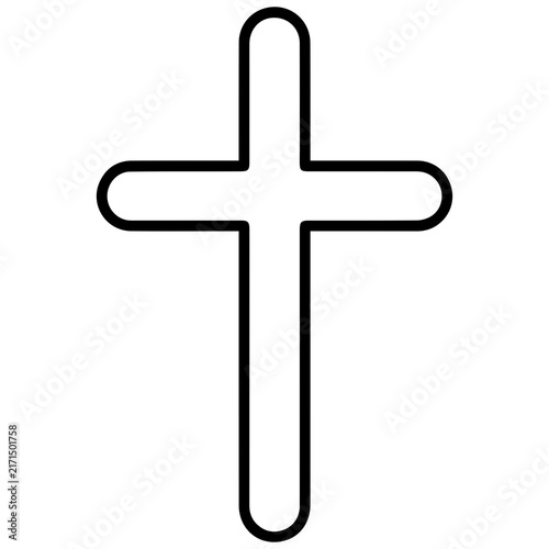 Simple religious christian cross symbol vector icon line art with christian religion religious minimalist