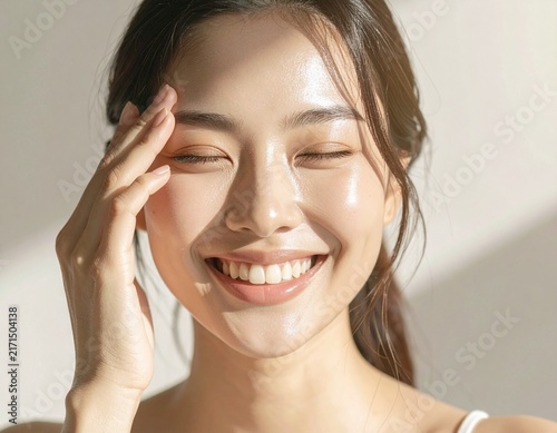 피부를 클로즈업해 탄력감과 결을 보여주는 뷰티모델
