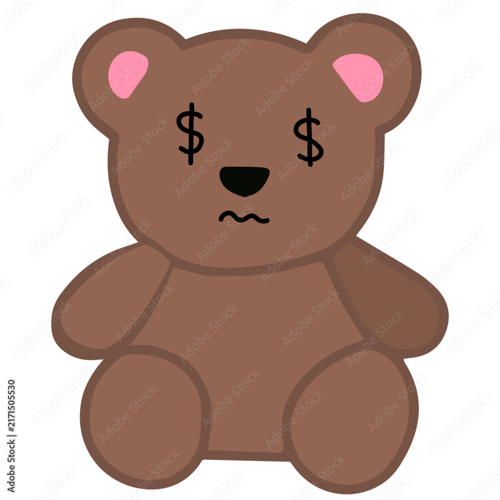 Fototapeta premium Cute kawaii teddy bear emoji . vector illustration