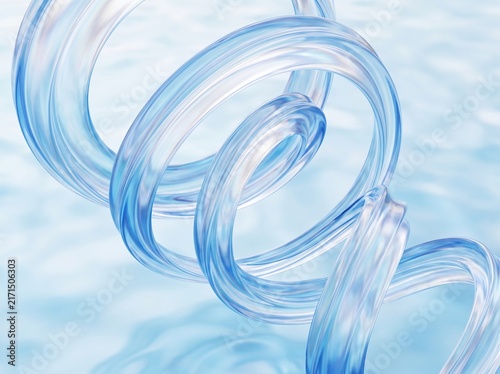 Abstract water spiral vortex splashing in clear liquid motion background