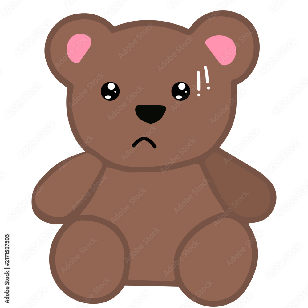 Obraz premium Cute kawaii teddy bear emoji set with multiple facial expressions isolated on white background