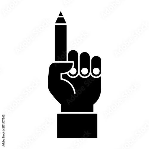 Foto Hand with pencil giving obscene gesture