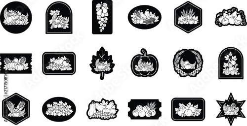 Collection of black and white thanksgiving harvest and frames