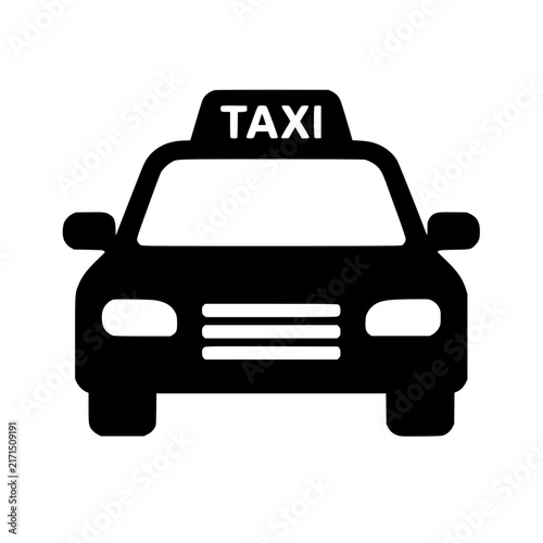 Taxi icon flat outline in black