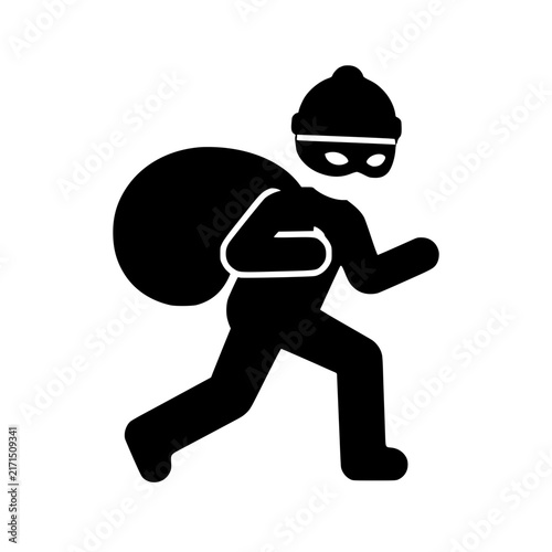 Obraz na plátně Thief icon flat outline in black