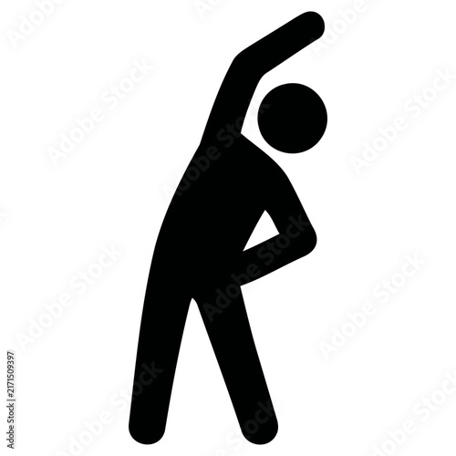 Stylized vector illustration of a person performing a side stretch exercise to improve flexibility and maintain physical health during a daily routine workout