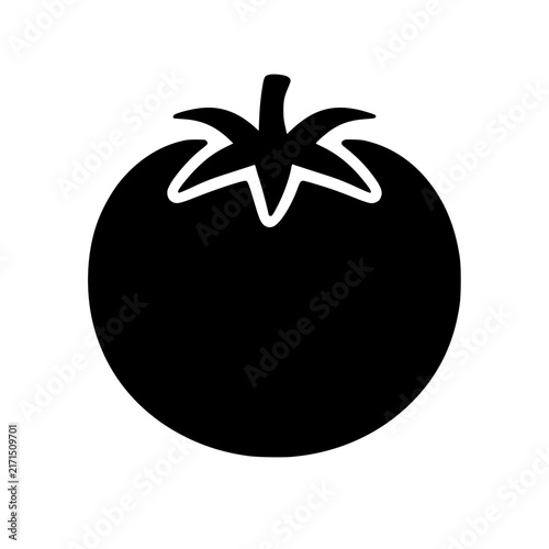 Tomato icon flat outline in black