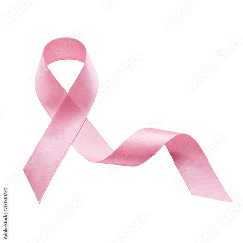 Bright pink awareness ribbon, symbolizing breast cancer support and hope, isolated on transparent background.
