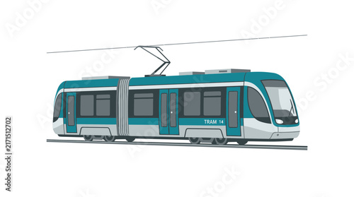 Modern Electric Tram Isolated