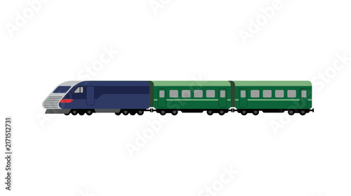 Modern High Speed Train with Passenger Cars