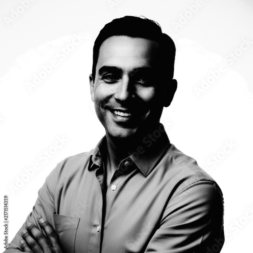 Man smiling with checkered shirt and glasses illustration