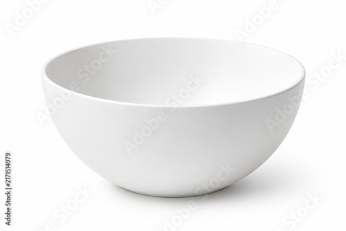 Simple white ceramic bowl isolated on a plain white background