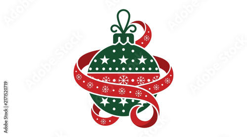 ChristmaS Santa snowflake stocking bell ornament vector illustration for holiday design celebration