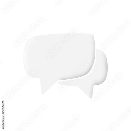 Canvastavla Two white speech bubble icons representing communication and messaging isolated