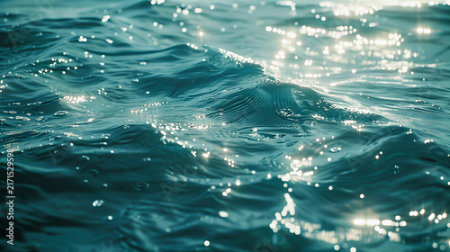 Sparkling Turquoise Ocean Water Surface With Sunlight Reflections and Gentle Waves