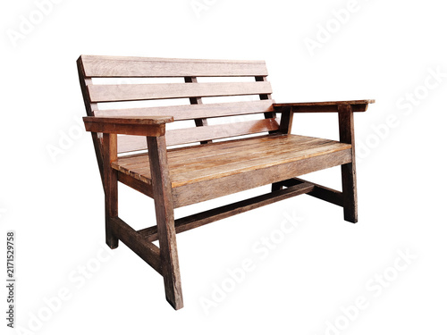 Foto A side view of a long wooden bench with separate armrests PNG transparent