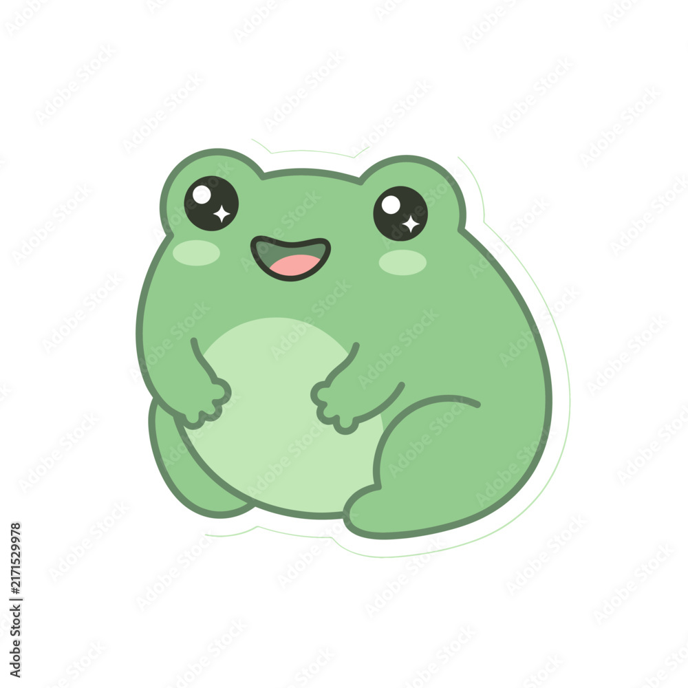 Fototapeta premium Cute Smiling Cartoon Frog Illustration.