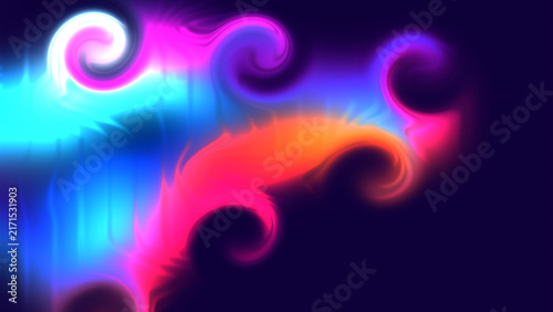  Multicolor Neon Liquid Light Swirls on Dark Abstract Background