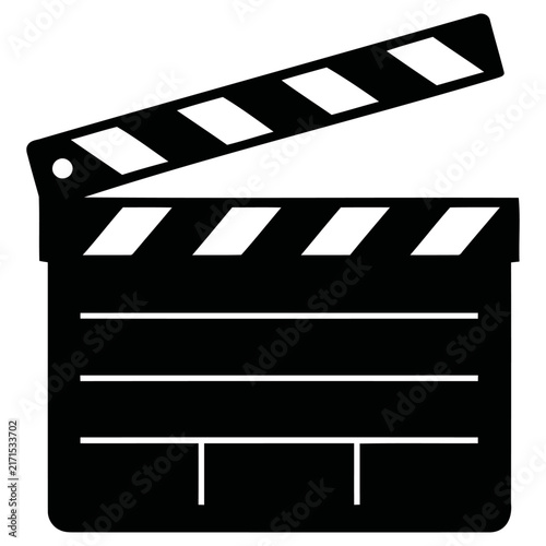 Quadro su tela Detailed black and white vector illustration of a professional film clapperboard