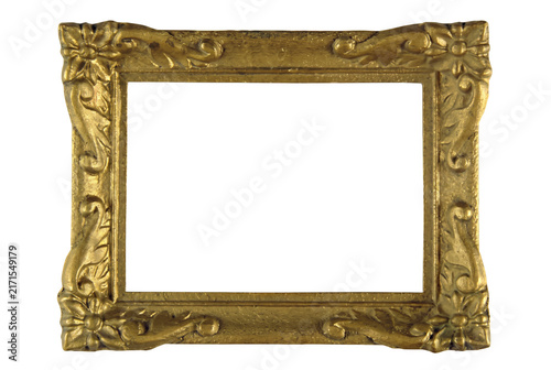 Konstfotografi Antique Golden Ornate Picture Frame with Floral Details