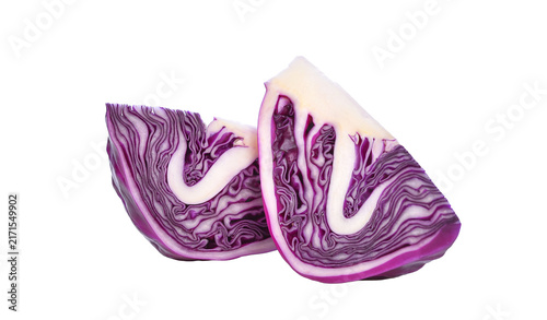 Slices of red cabbage isolated on transparent background. PNG