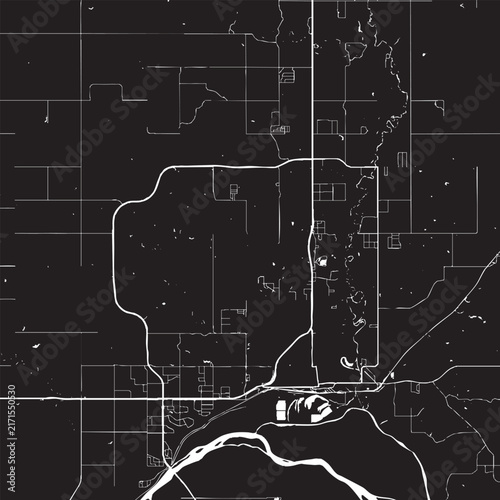 Obraz na plátne Vector Street Map of Williston North Dakota Black and White Minimalist City Road
