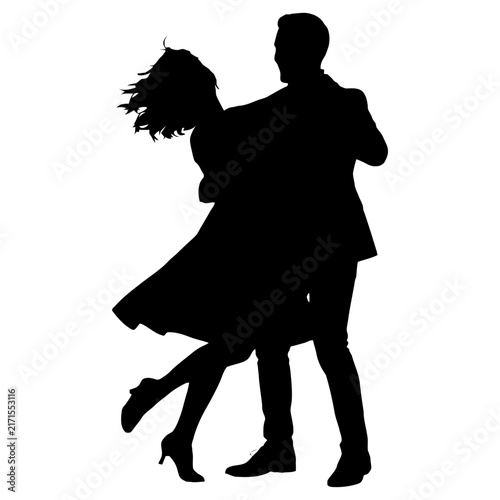Foto Couple dancing silhouette in mid-motion