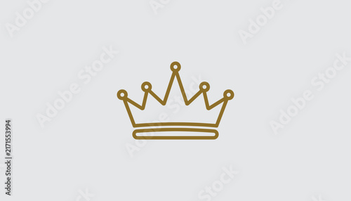 Elegant gold outline of a royal crown representing royalty, luxury, victory, and prestige on a light gray background.