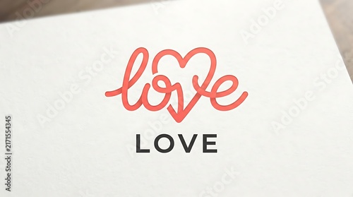 Cursive love text with heart graphic