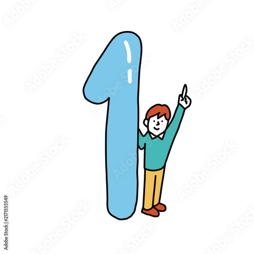 1　笑顔の人々と一緒のタイトル用イラストフォント数字