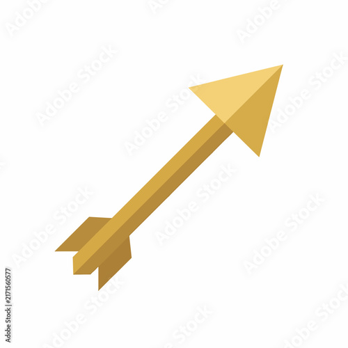 Golden paper crane origami art piece on white background.
