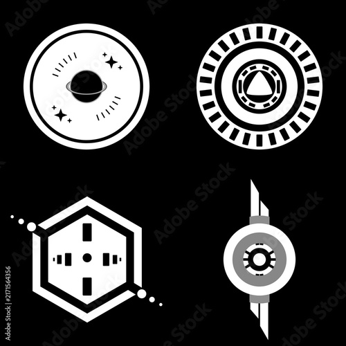 Sci Fi Circular Radar and Reactor Alpha Decals Futuristic HUD Dials Target Reticles and Sci Fi Decal Stencils for 3D Models