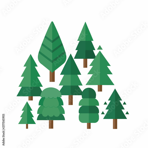 Green Christmas tree ornaments with festive patterns on white background.