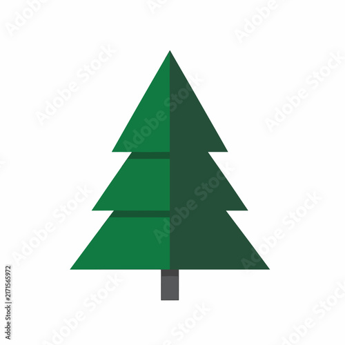 Green Christmas tree silhouette against white background.