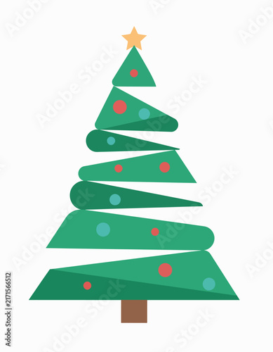 Green Christmas tree with red and gold ornaments and star topper.