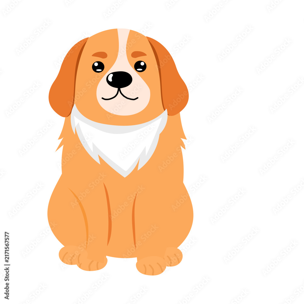Obraz premium Cute Happy Cartoon Puppy and Cat Characters Smiling Together, Fun Brown Pet Animal Illustration in Cheerful Vector Art Style