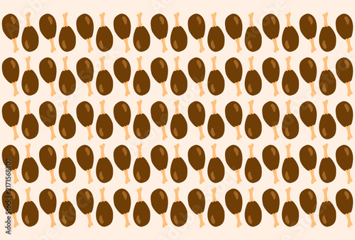 Background pattern featuring a delicious repetition of numerous crispy fried chicken legs.